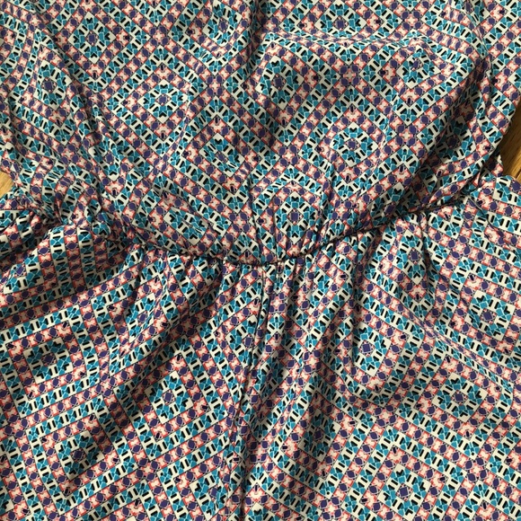 Gap Sleeveless Romper Geometric Shorts Purple/White/Blue - Small Tall (ST) - Picture 6 of 13